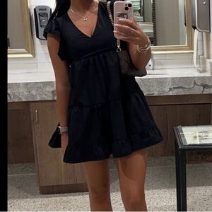 Abercrombie and Fitch black Flutter Sleeve Tiered Mini Dress